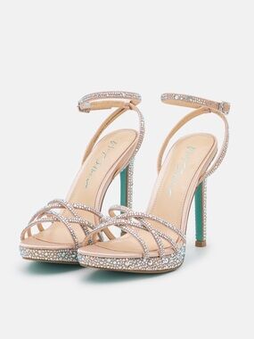 Betsey Johnson Adde Embellished Strappy Stiletto Heel Wedding/Prom Sandals
